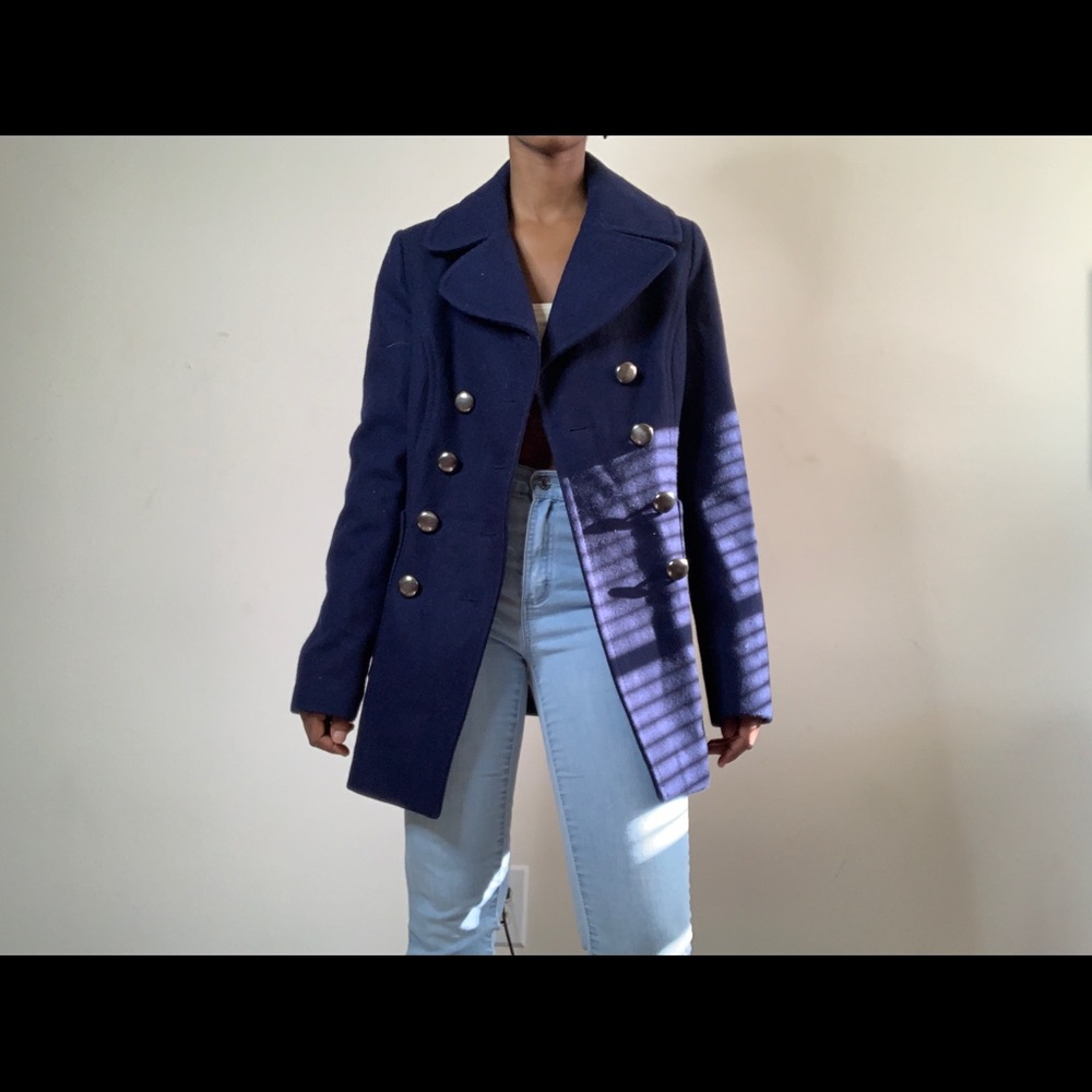 Navy blue wool coat